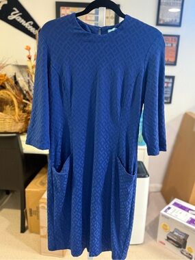 J. McLaughlin Royal Blue Textured Midi Dress with Pockets